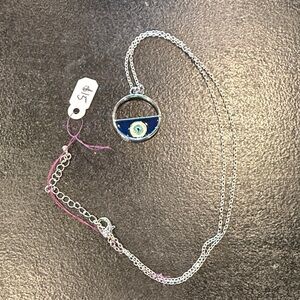 Silver Necklace with Blue Evil Eye Pendant